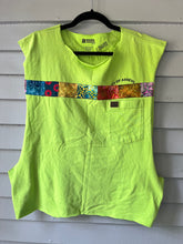 Load image into Gallery viewer, Large Neon Green Muscle Tank with patchwork stripe