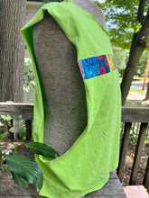 Load image into Gallery viewer, Large Neon Green Muscle Tank with patchwork stripe
