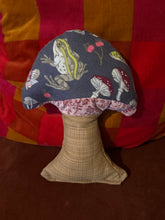 Load image into Gallery viewer, Flannel frog &amp; flowers mushroom pillow
