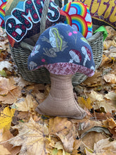 Load image into Gallery viewer, Flannel frog &amp; flowers mushroom pillow
