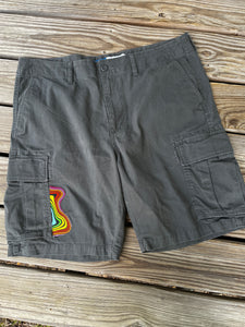 40” grey Cargo drip shorts