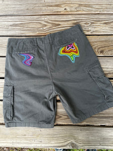 40” grey Cargo drip shorts