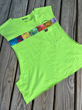 Load image into Gallery viewer, Large Neon Green Muscle Tank with patchwork stripe
