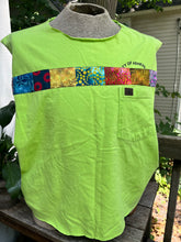 Load image into Gallery viewer, Large Neon Green Muscle Tank with patchwork stripe
